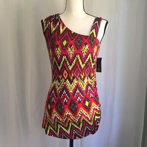 NWT INC Colorful Aztec Pattern One-Shoulder Top